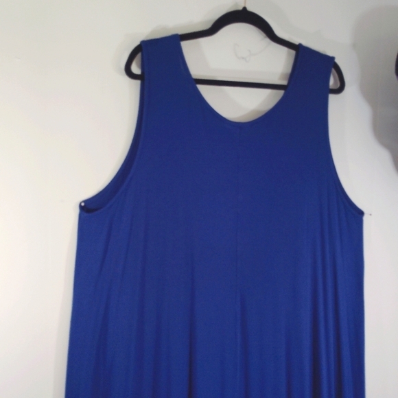 2X Roaman's Maxi Dress 26/28 Beautiful Flowy Sharkbite Hem Blue Soft Comy Long - Picture 8 of 10